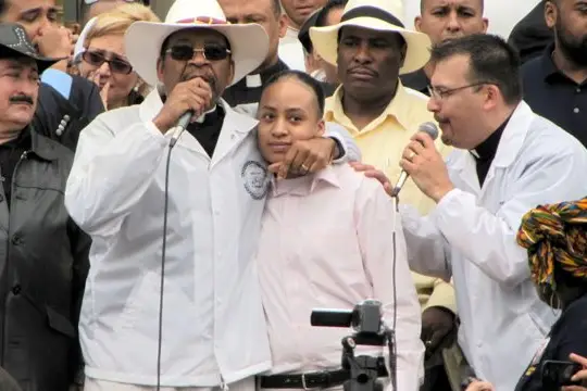 Ruben Diaz Sr. and his granddaughter Erica Diaz at last month's anti-marriage equality rally